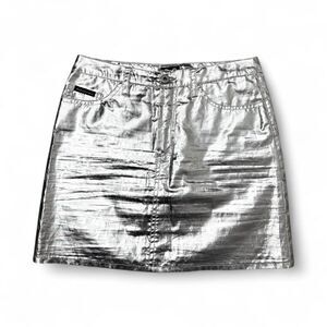 dg metallic silver mini skirt